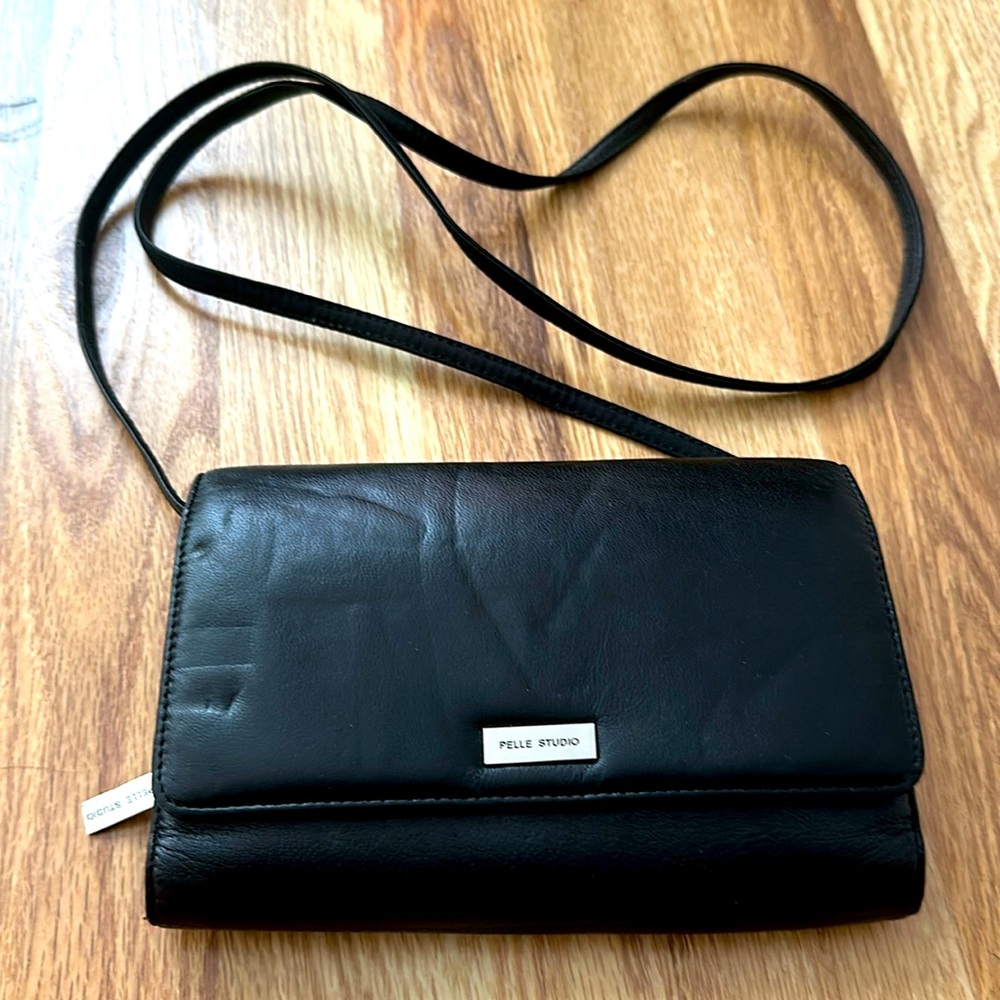 Pelle Studio black leather wallet, Crossbody purse